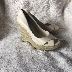 BCBG Peep Toe Wedge Sandal - size 7 1/2